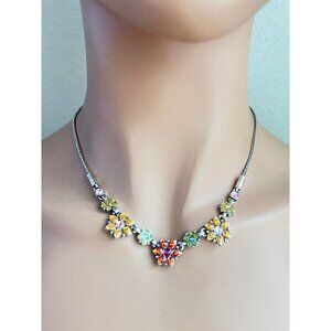 BRIGHTON Silver Plated GARDEN OF EDEN Crystal Enamel Reversible Necklace
